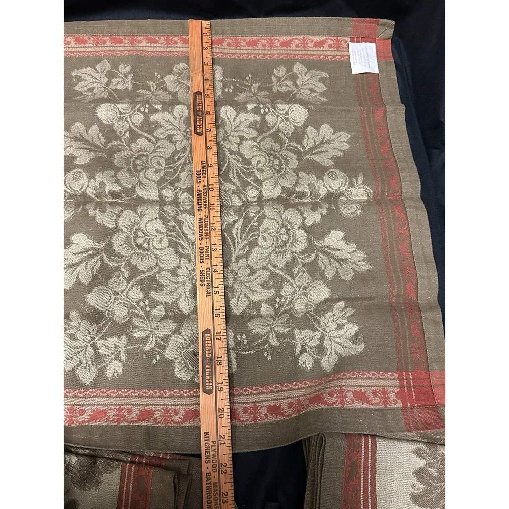 Set Of 3 Williams Sonoma Nappenons Jacquard Antique Floral Placemats & Napkin